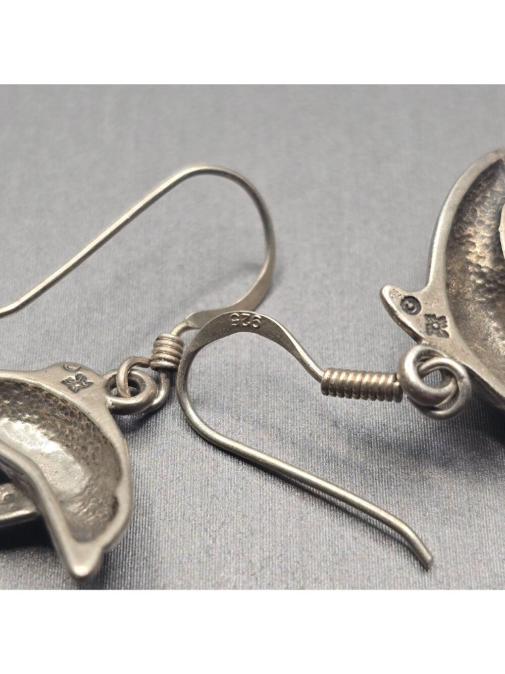 Vintage Sunwest Sterling Silver Dolphin Dangle Earrings 1.25" Nautical Sea Life - Picture 4 of 7